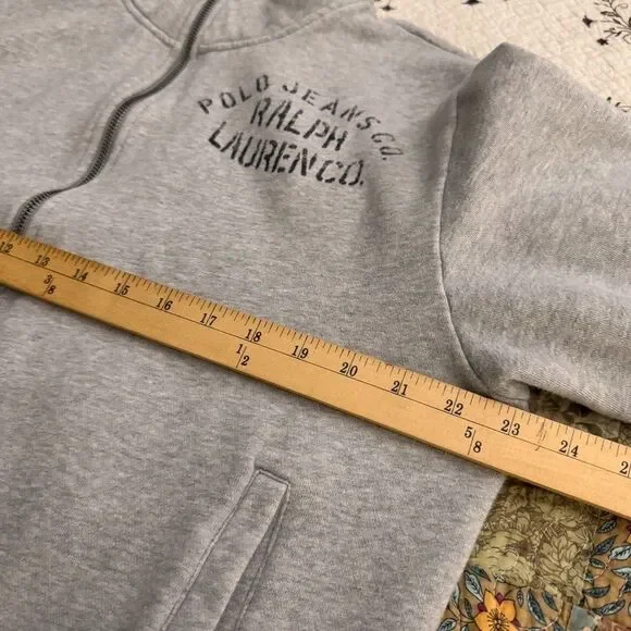 Y2K Ralph Lauren Polo Jeans Men’s L Full Zip Sweatshirt  Gray - Picture 6 of 6
